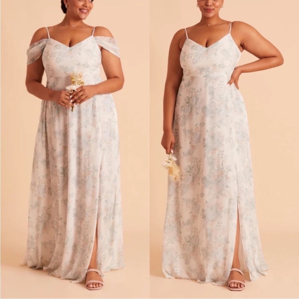 NWT Birdy Grey Floral Devin Slit Blush Bouquet Maxi Dress